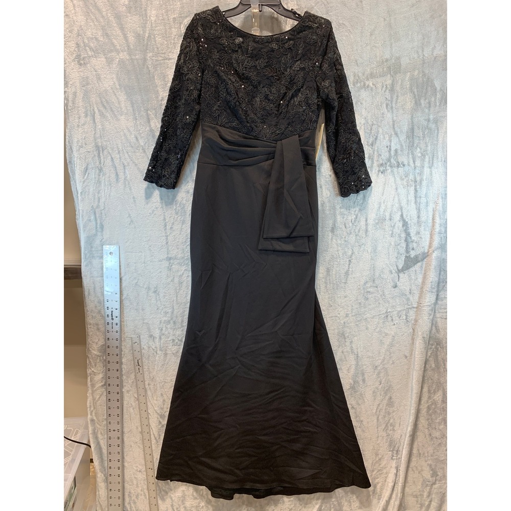 Eliza J Womens Black Lace Sequin Long Sleeve Evening Gown EJ5M3745 Size 6